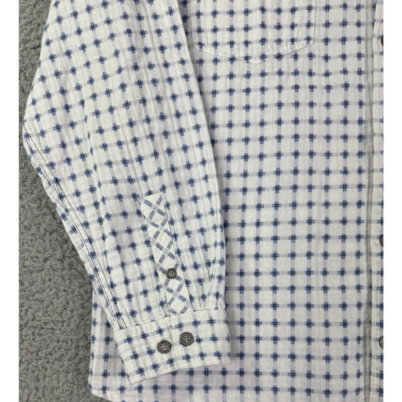 Carbon2Cobalt Mens XL Cotton Grid Shirt White Blue - Picture 4 of 15